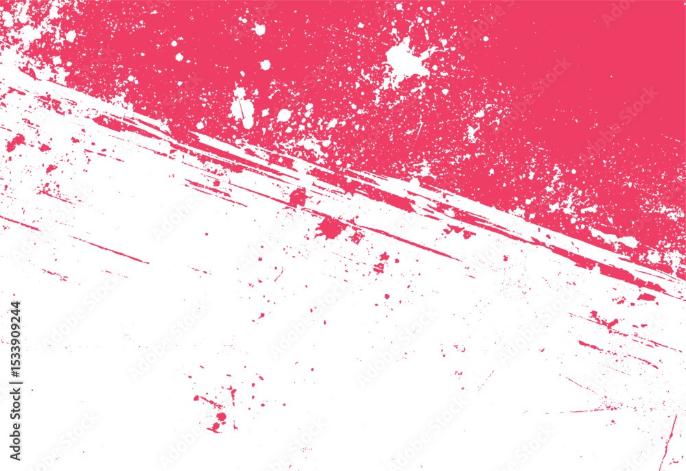 Poster abstract grunge texture with pink paint splatters and scratched elements against a white background 