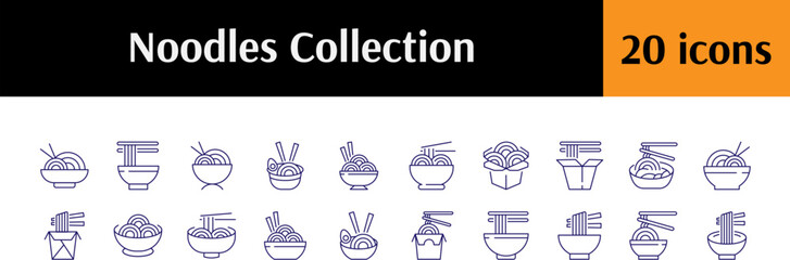 Simple Linear Icon of Noodle. Minimalistic Linear Pictogram for Web and Graphic Design, Apps, Banners, Social Network and Cards