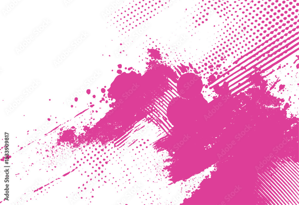 Poster abstract pink grunge background with halftone and brush stroke elements on a white backdrop design s