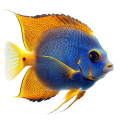 Naklejka premium Queen Angelfish isolated on transparent background.