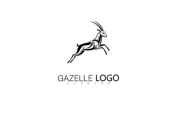 Naklejka premium Jumping Gazelle Vector Logo Silhouette with Minimalist Wild Animal Style. Elegant Nature-Themed Deer Illustration for Creative Branding, Outdoor Business Identity, or Safari Symbol Design.