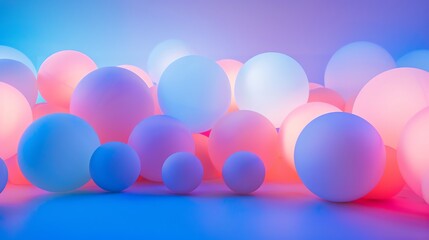 3D rendering of a colorful abstract background with glowing balls.