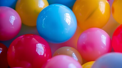 Colorful balls. A lot of colorful balls of different colors. The balls are all in focus and have a shiny surface.