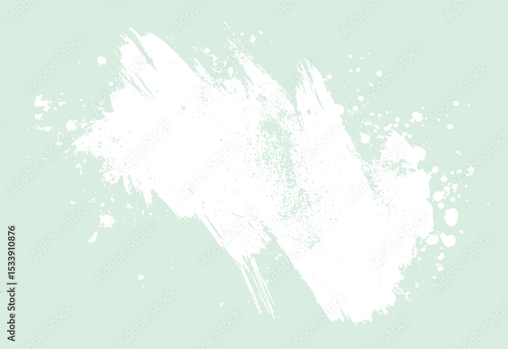 Poster artistic white brushstrokes on a soft green backdrop creating a textured design element for creative
