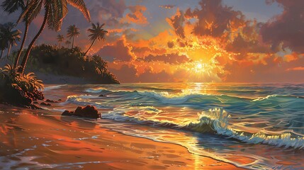 Amazing sunset over the ocean. Beautiful colors of nature.