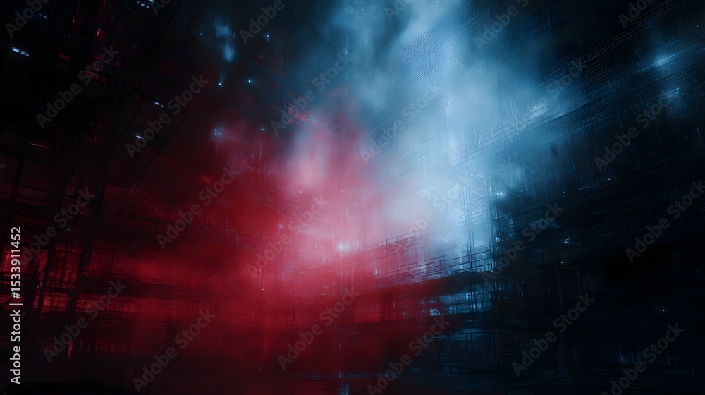 Aufkleber digital reactor core view with flashing red and blue zones