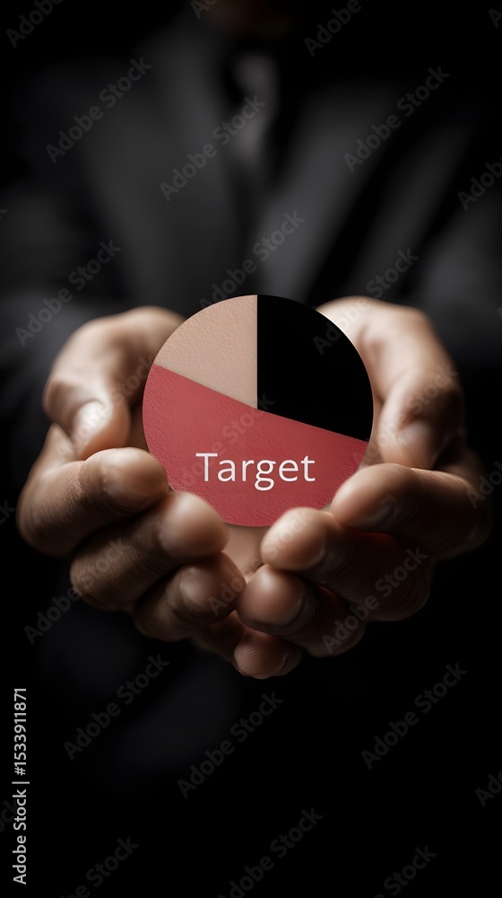 Poster hands framing a target pie chart segment
