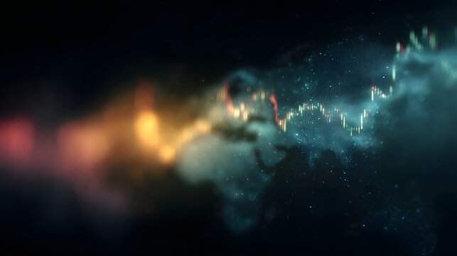 Holographic dashboard of global index charts glowing softly