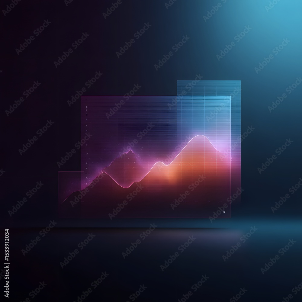 Poster translucent comparison ui with overlaid graph trend lines