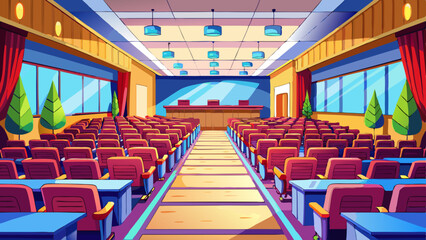 Obraz premium Modern lecture hall interior with rows of seats. Generative AI image