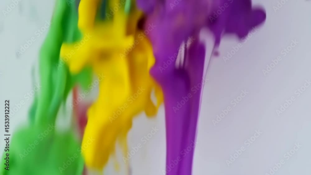 Poster colorful paints intermingling underwater, creating vibrant abstract patterns and fluid motion, a vis