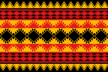 Vibrant Geometric Tribal Pattern Seamless Design Red Black Yellow Gold Textile Fabric Background