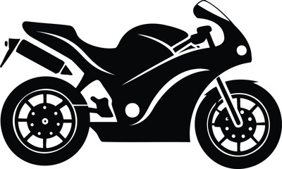 Obraz premium Sport motorcycle icon – vector silhouette of modern compact racing bike with aerodynamic design