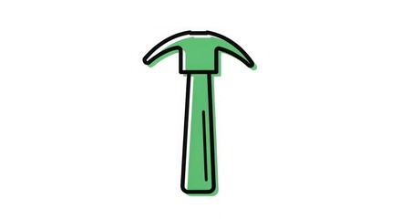 Green Hammer Icon Simple Tool Illustration for Construction, DIY, and Repair Projects