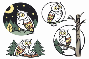 Set of vector Owl illustration