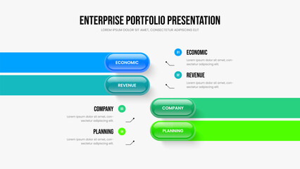 Corporate Analysis Four Step Diagram Slideshow Template. Sales Insight 4 Option Infographic Presentation Design. Advertising Report Frame Layout Vector Illustration.
