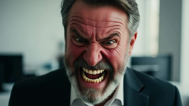 angry businessman red-faced boss shouting furiously