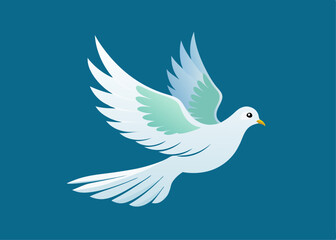 Illustration of free flying dove right side view Creative vector cartoon illustration
