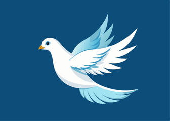 Illustration of free flying dove right side view Creative vector cartoon illustration
