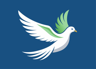 Illustration of free flying dove right side view Creative vector cartoon illustration
