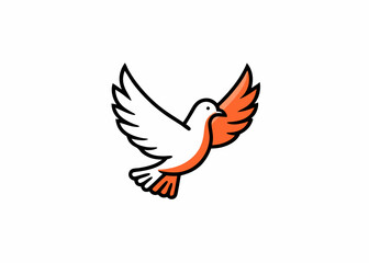 Obraz premium white dove in flight on a line art vector illustration 