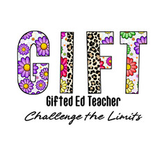 Colorful Gift Word Art with Flowers and Leopard Print Design