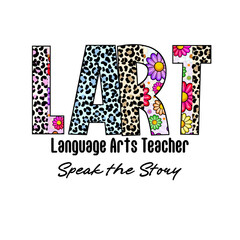 Colorful Leopard Print and Flower Design "LART" Graphic Tee