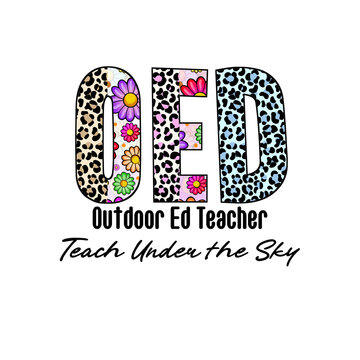 Colorful Leopard Print Flowers Design Letters OED