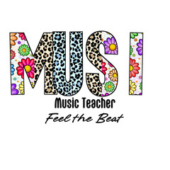 Colorful Music Design with Flowers and Animal Print