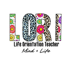 Colorful Name Lori Design with Flowers and Leopard Print