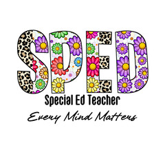 Colorful SPED Word Art with Flowers and Leopard Print