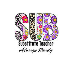 Colorful Sub Design with Leopard Print and Flowers