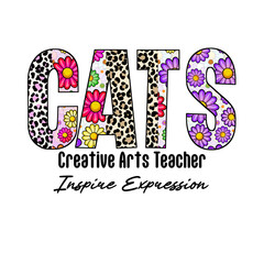 Cute Cats Design with Leopard Print and Flowers - Graphic Tee Design