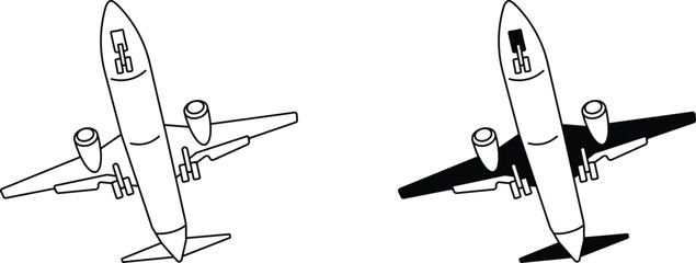 Fototapeta premium Airplane line and fill vector illustration