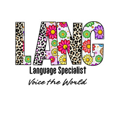Leopard Print Flower Design Name LANG