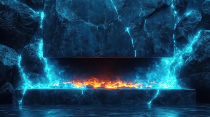 Fiery, Glowing Stone Platform