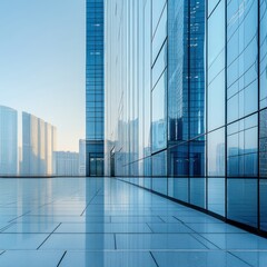Modern Cityscape, Glass Facade Reflecting Urban Skyline