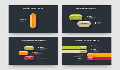 Modern Forecast 1 2 3 4 Step Infographic Frame Layout Set. Visual Profile One Two Three Four Element Diagram Slide Template Vector Illustration Bundle.