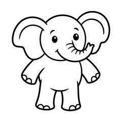 Obraz premium Cute Elephant Line Art: Perfect for Coloring Pages & Kids' Projects AI generated
