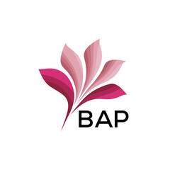 BAP Elegant Abstract Floral Logo Design BAP  Later Logo, with Pink Petals and BAP Text
