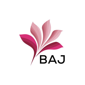 BAJ Elegant Abstract Floral Logo Design BAJ  Later Logo, with Pink Petals and BAJ Text
