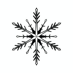 Obraz premium Intricate geometric snowflake vector illustration, black and white decorative winter design