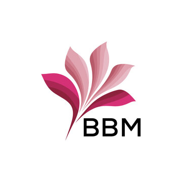 BBM Elegant Abstract Floral Logo Design BBM  Later Logo, with Pink Petals and BBM Text

