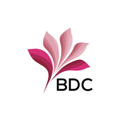 BDC Elegant Abstract Floral Logo Design BDC  Later Logo, with Pink Petals and BDC Text
