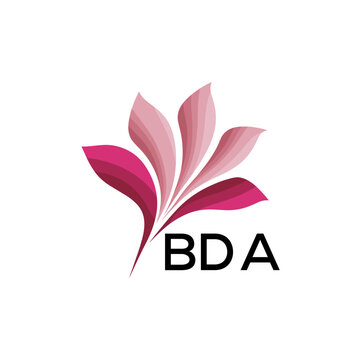 BDA Elegant Abstract Floral Logo Design BDA  Later Logo, with Pink Petals and BDA Text
