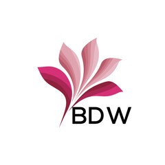 BDW Elegant Abstract Floral Logo Design BDW  Later Logo, with Pink Petals and BDW Text
