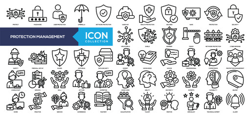 Protection Management Line Icon Collection