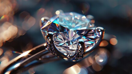 Exquisitely cut and polished diamond sparkles in the light, set in a simple yet elegant platinum band.