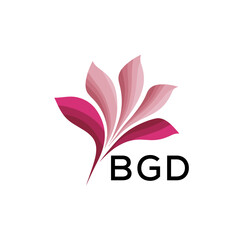 BGD Elegant Abstract Floral Logo Design BGD  Later Logo, with Pink Petals and BGD Text
