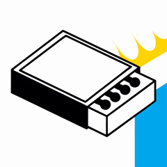Open Matchbox with Matches and Flame Illustration